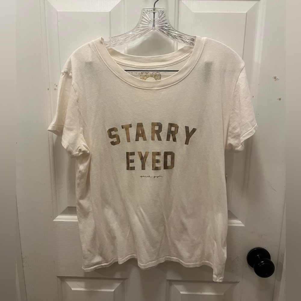 🙏🏾 NWT Spiritual Gangster “Starry Eyed” Tee - Cream & Gold - Sz Medium